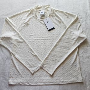 NWT Plus Size Slim Fit Cream Cowl Neck Nike Athletic Shirt Women 1X
